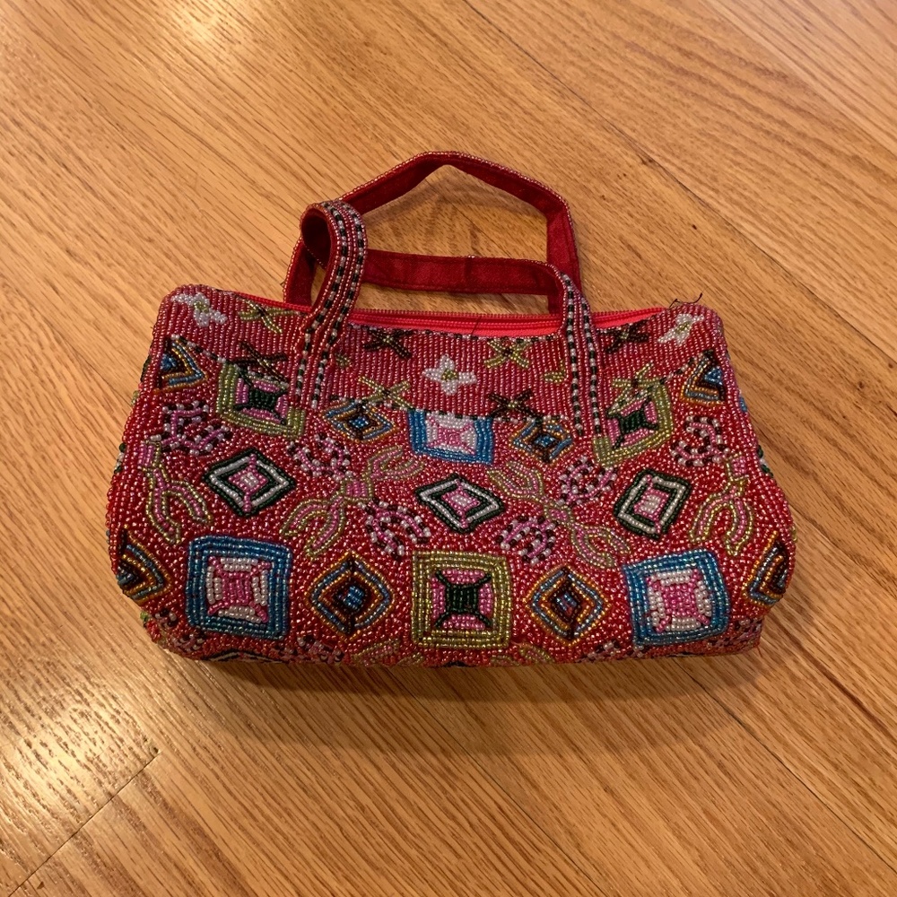 Vintage Pink Beaded Mini Handbag